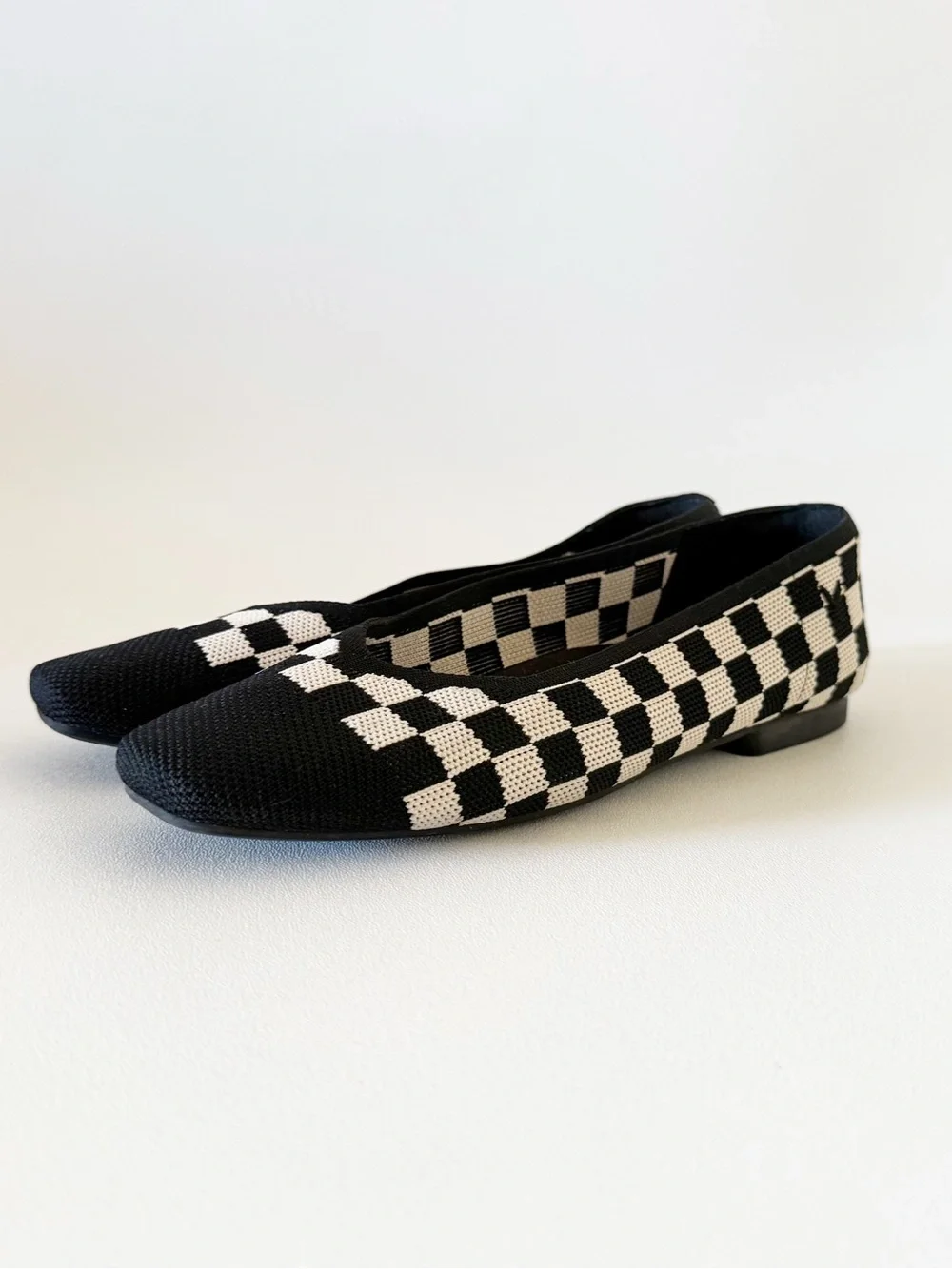 Vivaia Shoes Margot 2.0 Black & White Checker Knit Ballet Flats Chic Preppy 8
